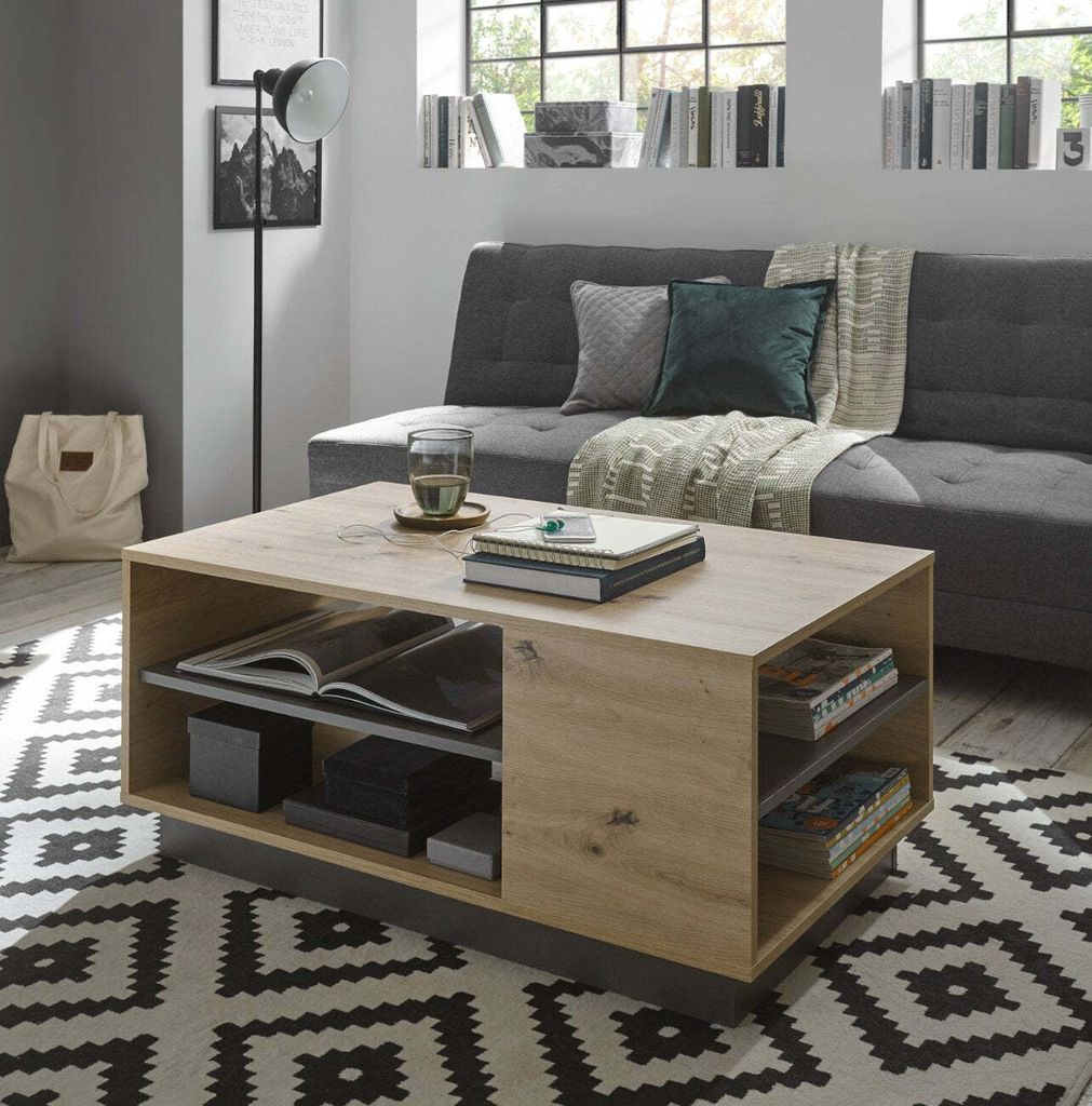 Couchtisch 100x60 cm Höhe 46 cm Eiche Graphit CORATO