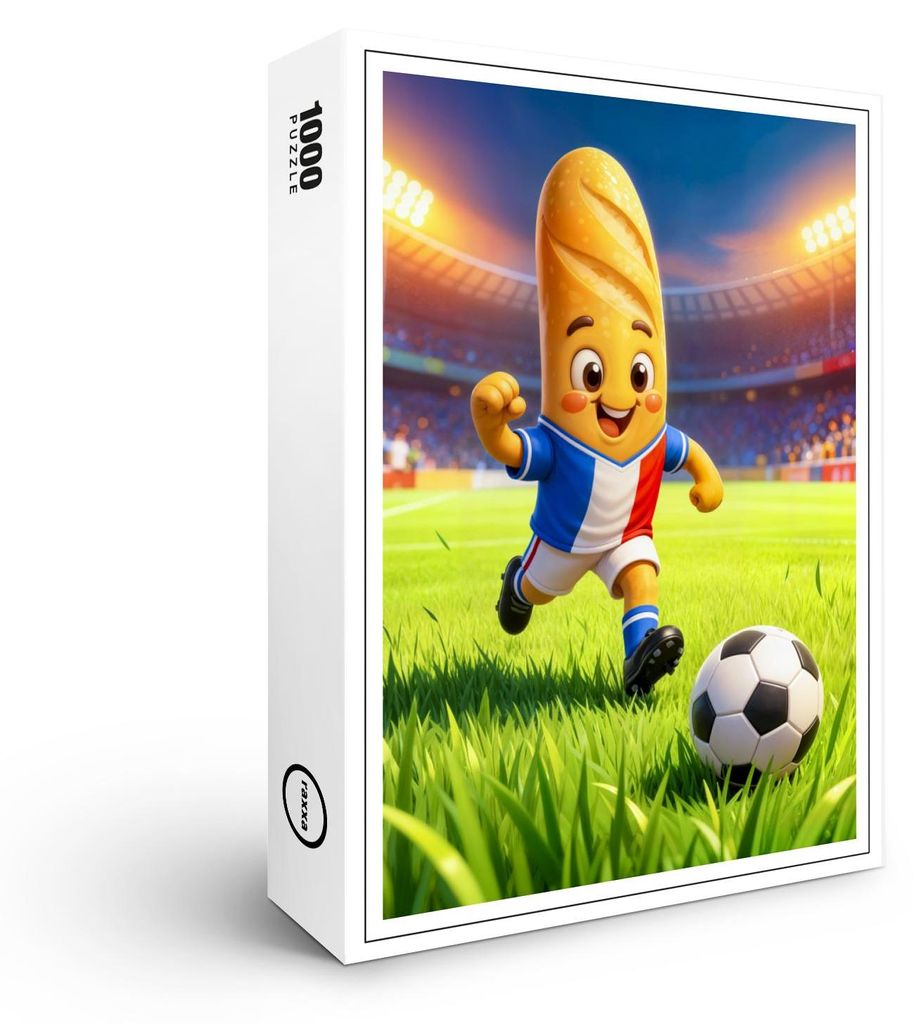 raxxa Premium-Puzzle „Fußballspieler mit französischem Baguette im Stadion“, 1000 Teile