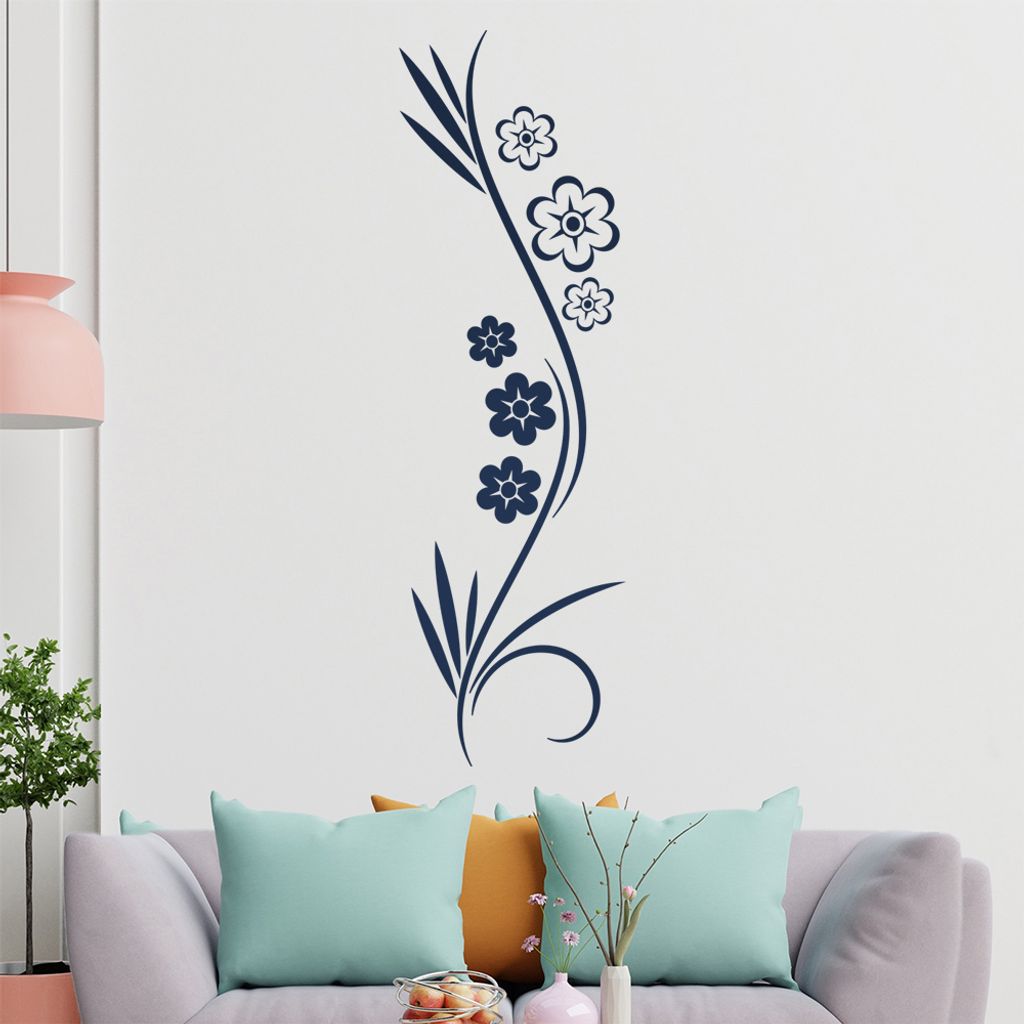 Blumen - Blüten - Gräser Wandtattoo in 6 Größen - Wandaufkleber Wall Sticker - Dekoration, Küche, Wohnzimmer, Schlafzimmer, Badezimmer