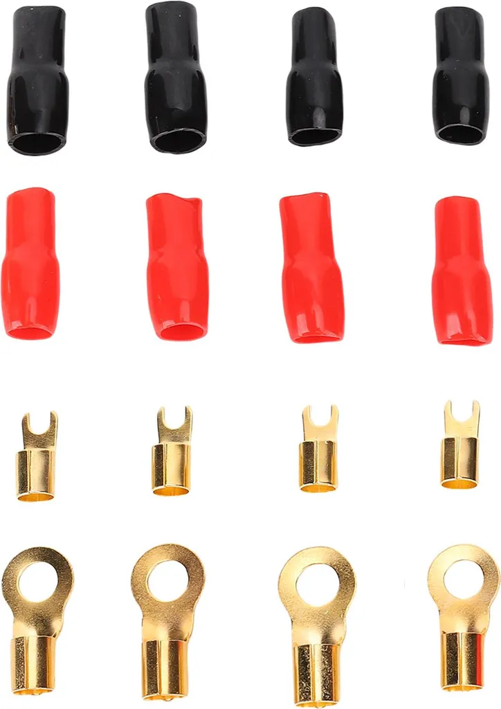Connettori a Forcella Rame Calibro 4 | Spina Piatta Crimp Nero Rosso - 1