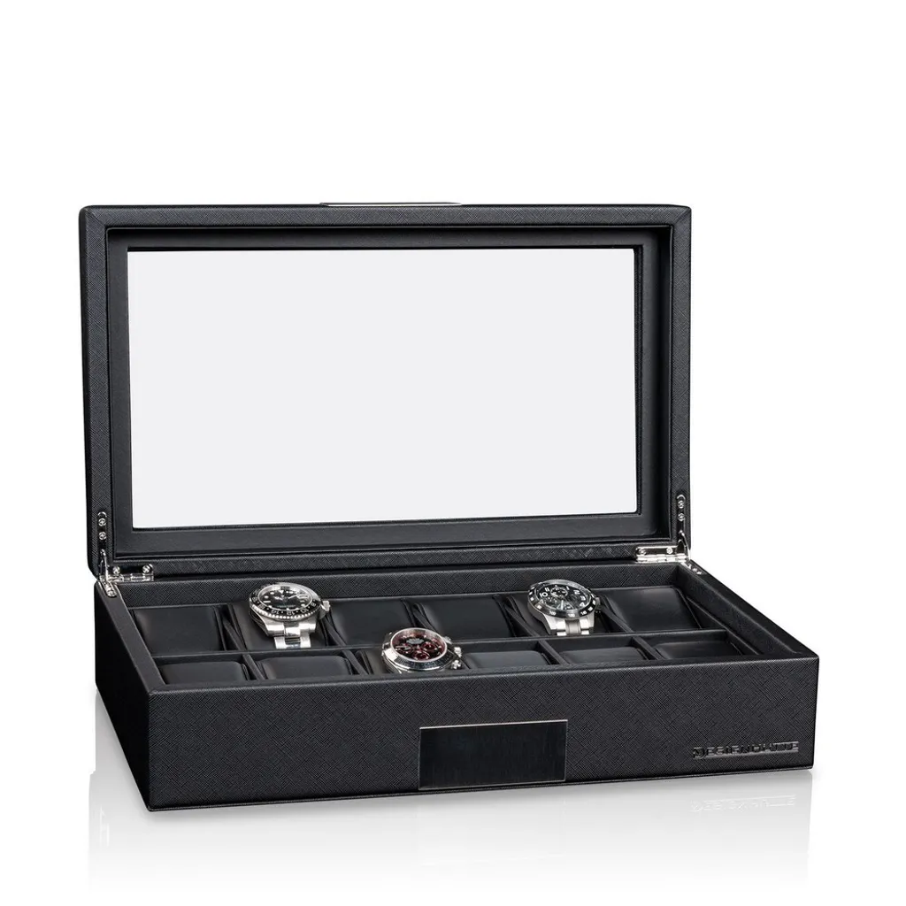 Coffret de rangement montres Aturo 12 Designhütte en bois noir chic