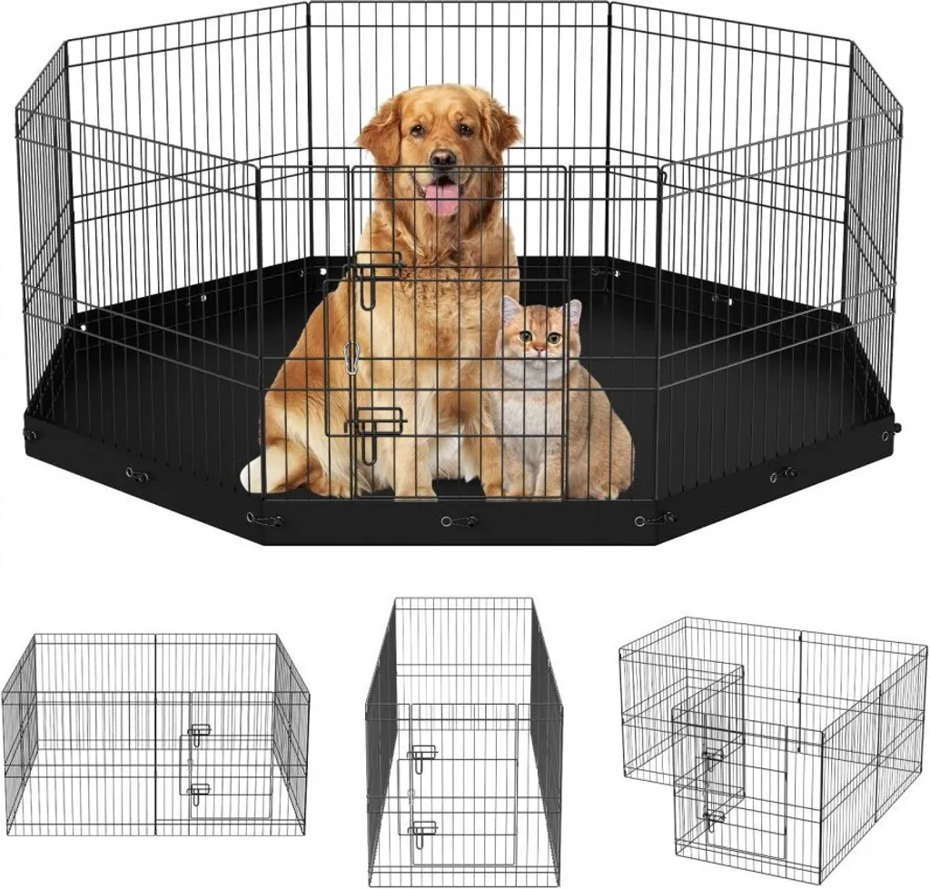 Box per Cani con Tappetino Oxford 600D - Recinto 8 Pezzi Altezza 61cm