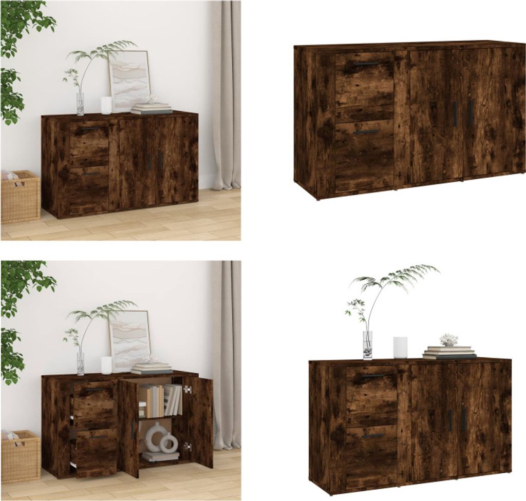 vidaXL Sideboard Räuchereiche 100x33x59,5 cm Holzwerkstoff - Sideboard - Sideboards - Schrank - Lagerschrank