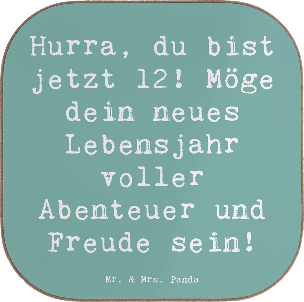 Mr. & Mrs. Panda Untersetzer für Gläser Spruch 12. Geburtstag - Meeresbrise - Geschenk, Alter, Geburtstagskind, Holzuntersetzer, Coaster, Geburts...