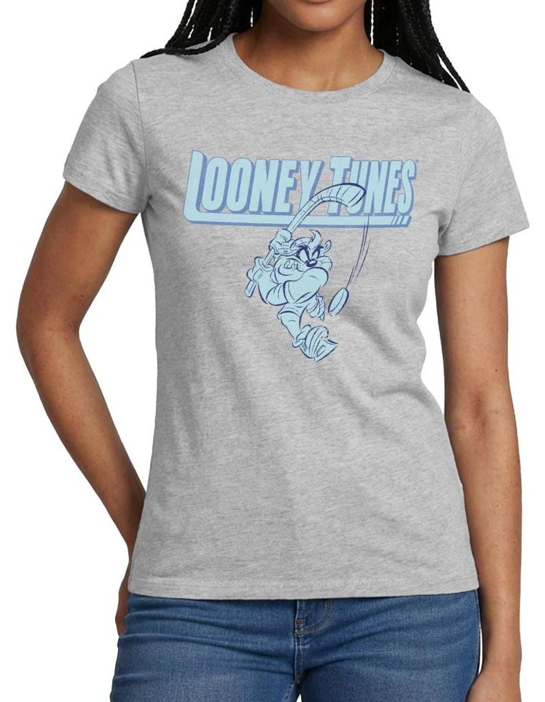 Spreadshirt Looney Tunes Eishockey Tasmanian Devil Frauen T-Shirt, L, Grau meliert