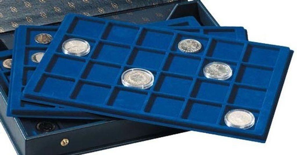 Münztableau für 12 Münzen bis 48 mm Ø, blau, für kleinen Produktbild 