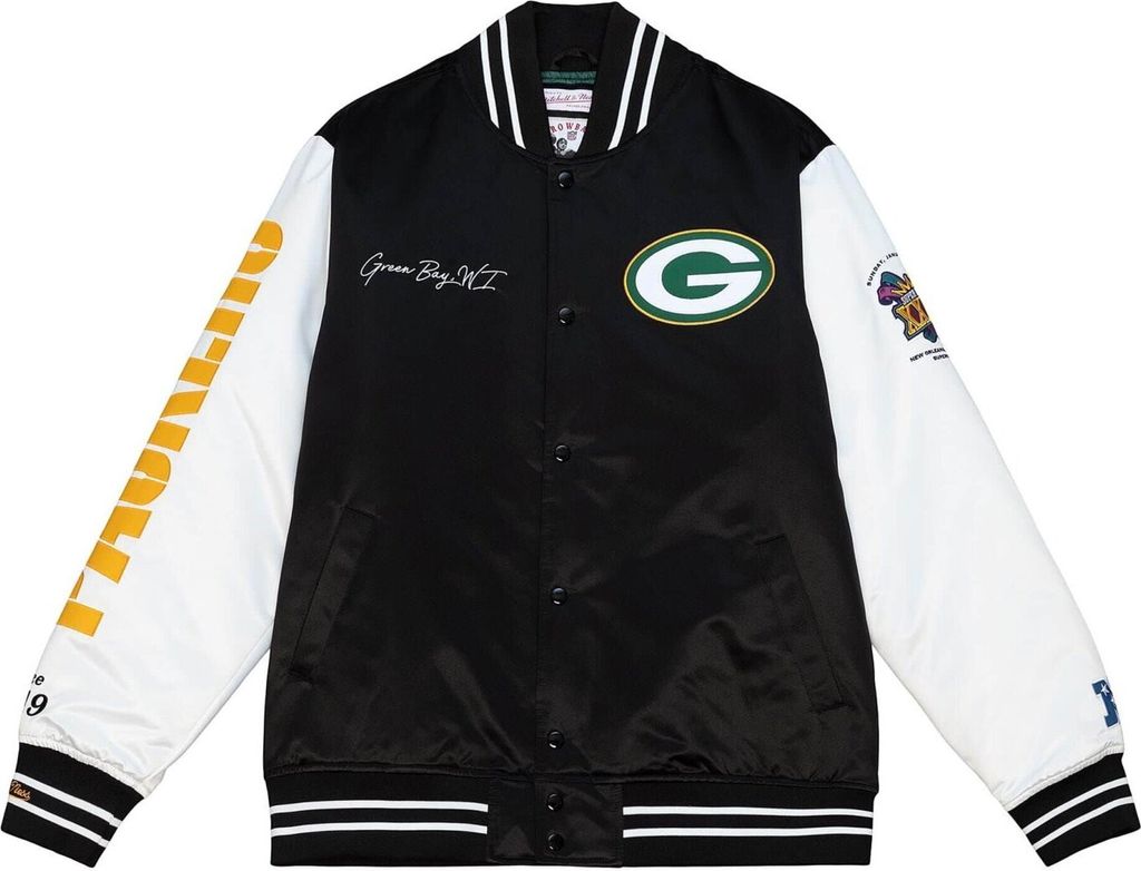 Green Bay Packers NFL Mitchell & Ness Team Origins Varsity Satin Jacke-S