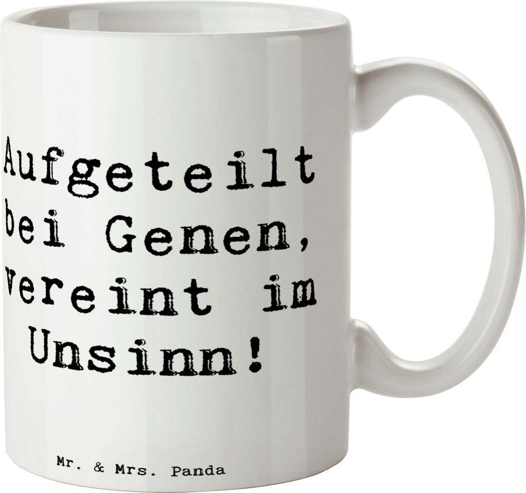 Mr. & Mrs. Panda Tasse Spruch Halbbruder Unsinn - Weiß - Geschenk, Geburtstage, Teetasse, Jubiläen, Spaß, Halbgeschwister, Keramiktasse, handgem...