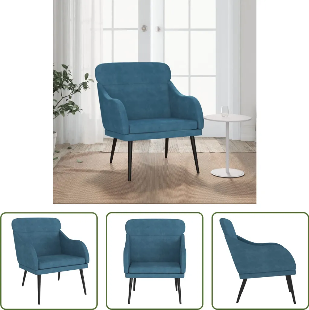 Luxury Armchair Velluto Blu 63x76x80 cm - The Living Store Exclusive
