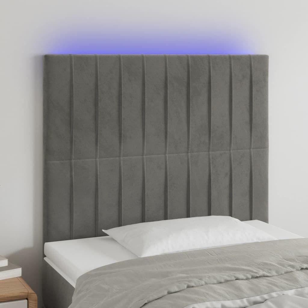 "2026 Promotion" LED Kopfteil - fürs Schlafzimmer - Hellgrau 90x5x118/128 cm Samt - Bettkopfteil CC5938