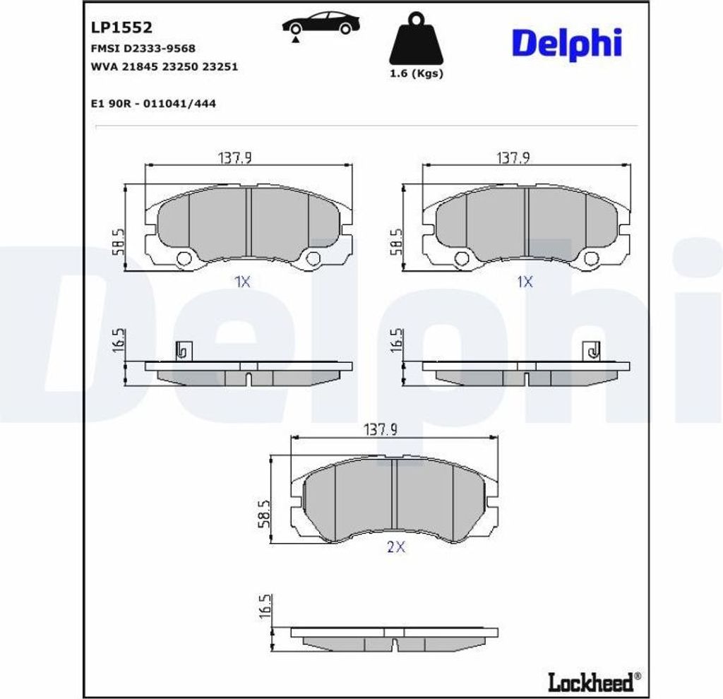 DELPHI Bremsbeläge Satz Vorne Bremsklötze für OPEL Frontera B SUV (U99) LP1552