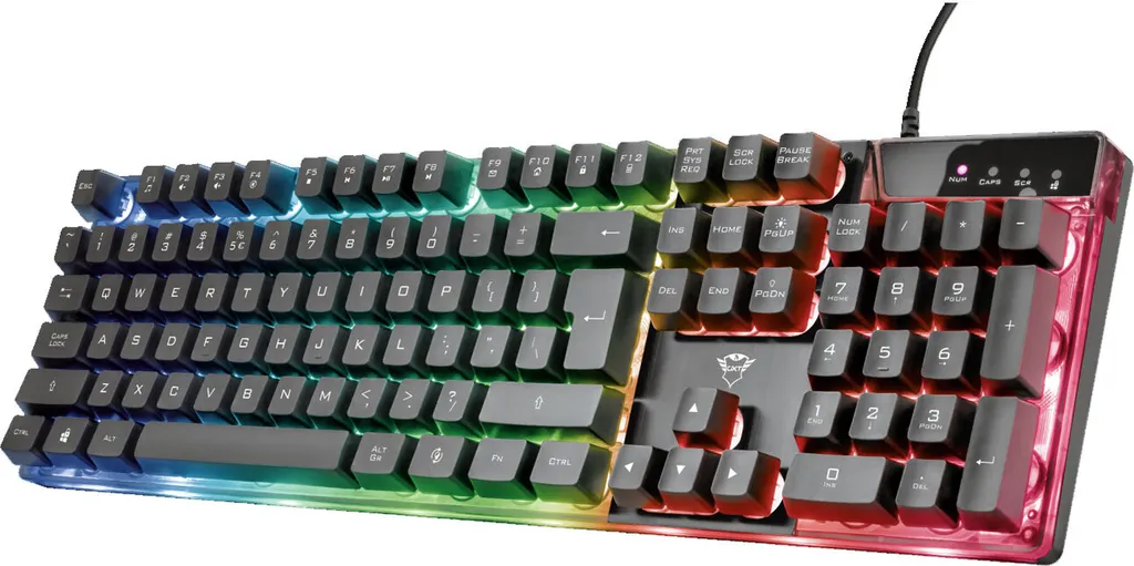Trust GXT 835 Azor Clavier Membrane Silencieux et Anti-Ghosting Gamer USB