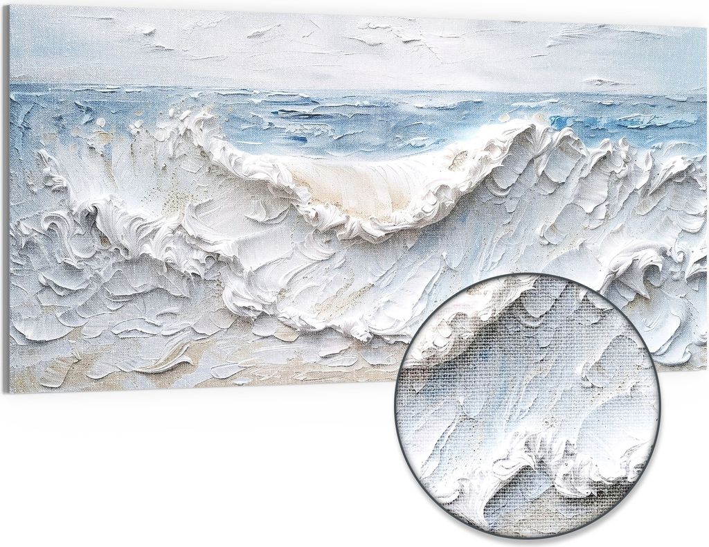 DEQORI Hybrid Leinwand Bild 100x50 cm 'Wogen der Stille' Wandbild Glas flach modern