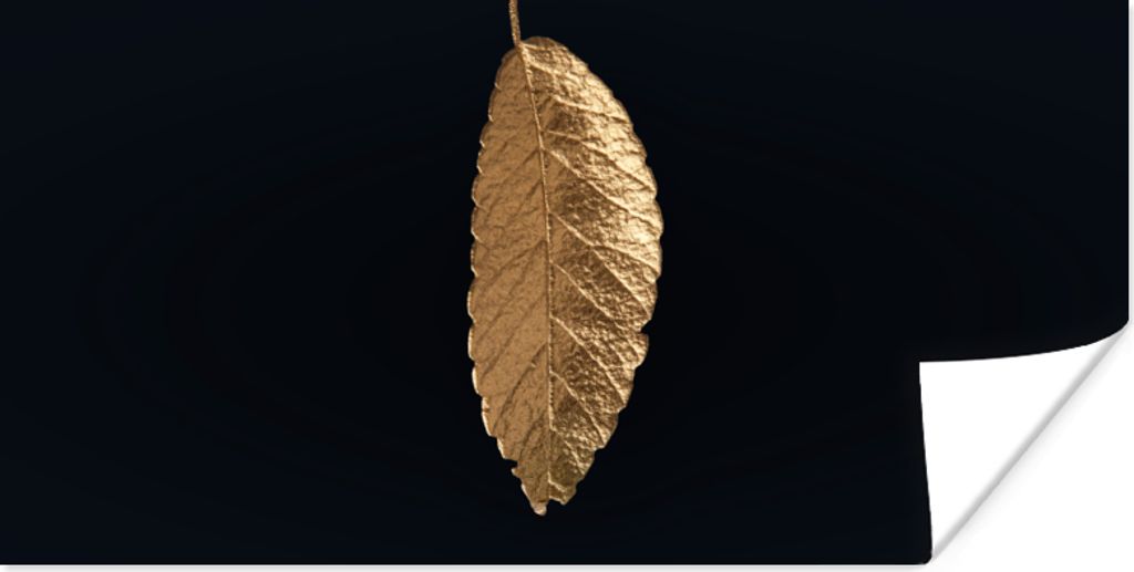 MuchoWow Poster Blätter - Schwarz - Gold - Luxus - Natur 150x75 cm - ohne Rahmen