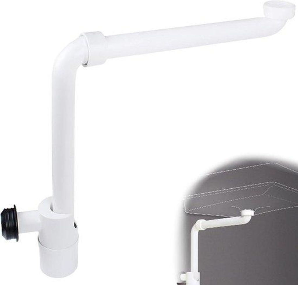 Raumsparende 1 1/4 Zoll Siphon für Badewanne - verstellbare Abflussrohr - weiß.
