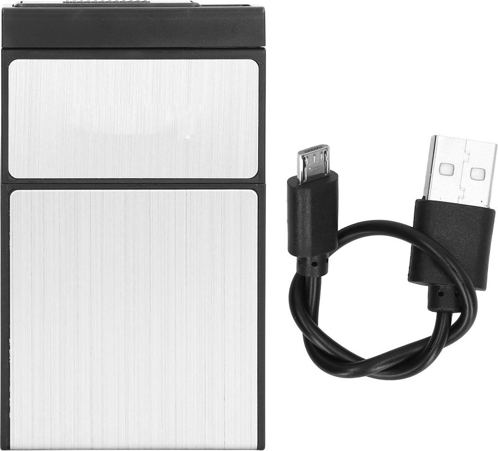 Zigarettenkoffer 20 Pack große Kapazität Hartschale USB -Ladung Ladung leichter Anti -Druckbox -Urlaubsgeschenk Silber gebürstet