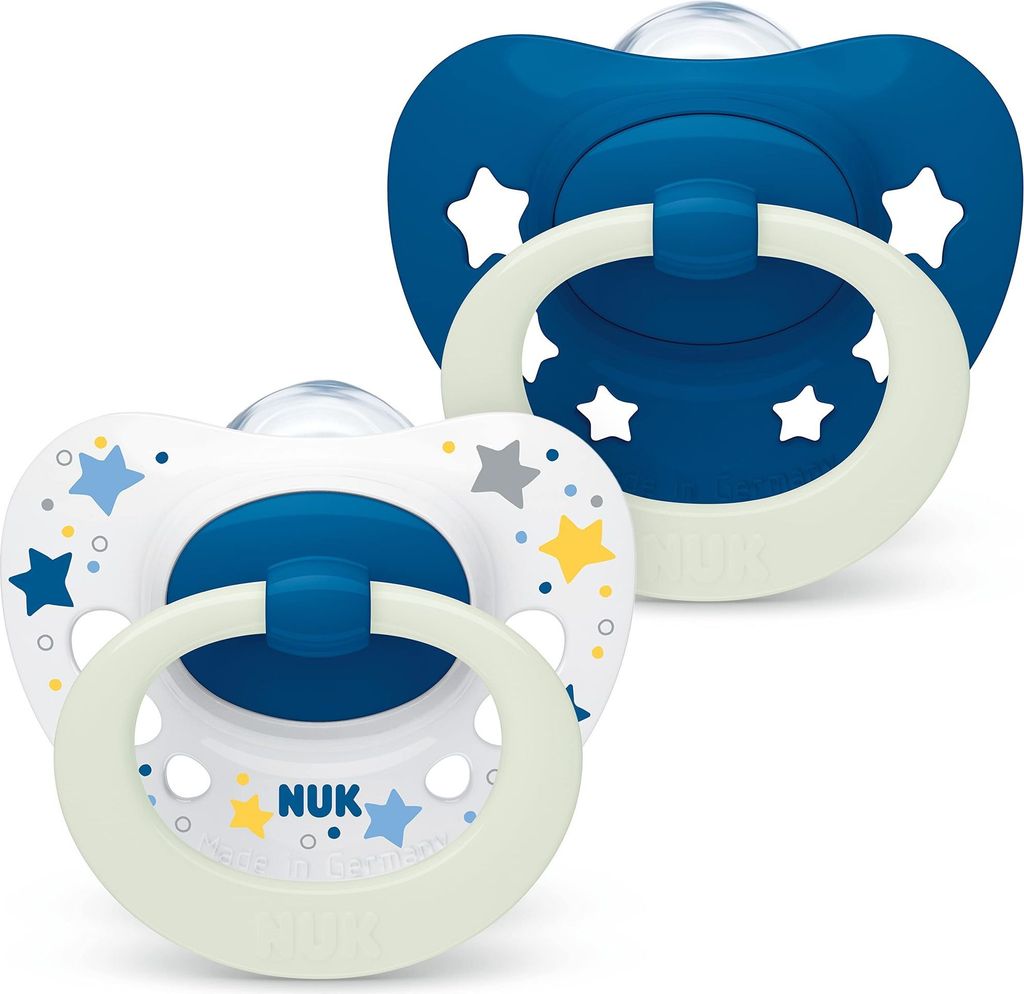 NUK Signature Night Sucette en silicone taille 3 - Bleu, Image du produit 