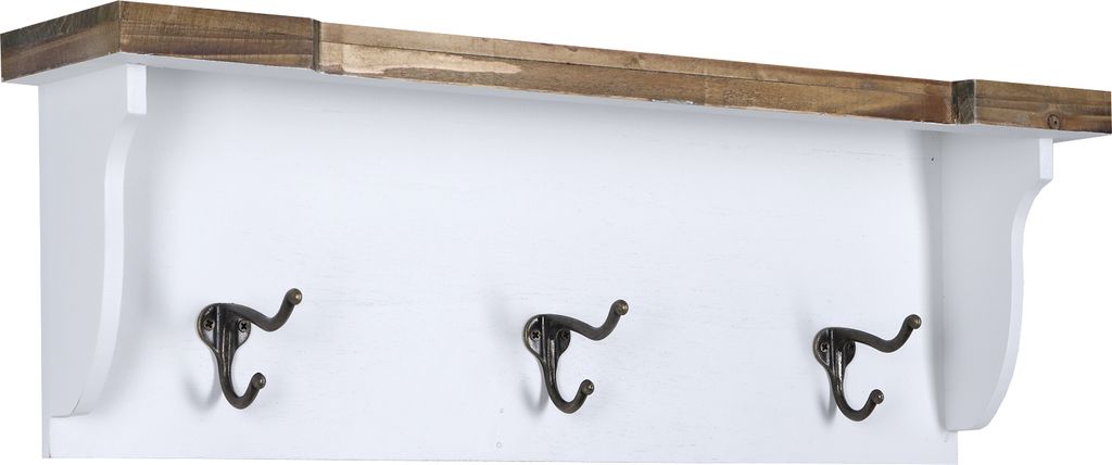 Wandgarderobe 60cm Garderobe weiß Holz Vintage Kleiderhaken Flurgarderobe Shabby