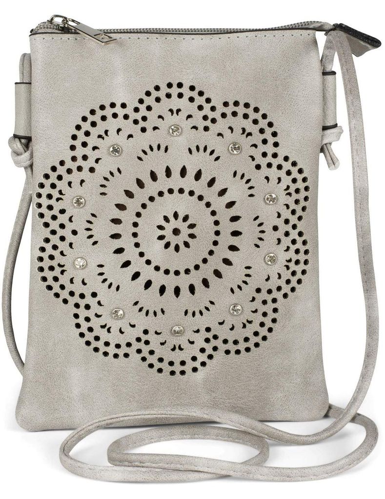 styleBREAKER Damen Mini Umhängetasche Cutout Blumen, Produktbild 