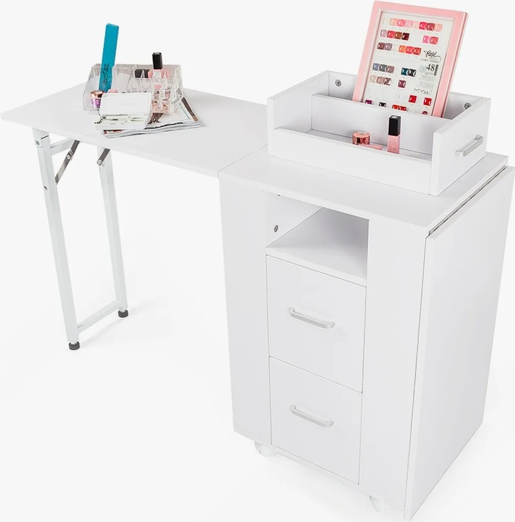 Table manucure pour petits salons double poste mobile modèle compact - 10