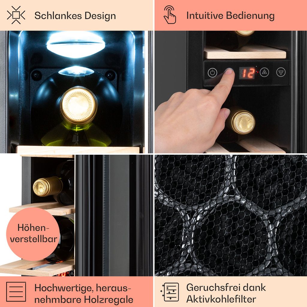 Klarstein Weinkühlschrank, 1 Zonen Getränkekühlschrank, Produktbild 5