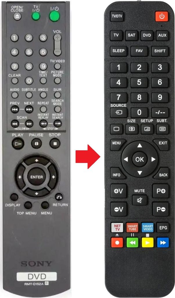 Fernbedienung geeignet für SONY RMTD152A | SLV-D360P | SLV-D560P
