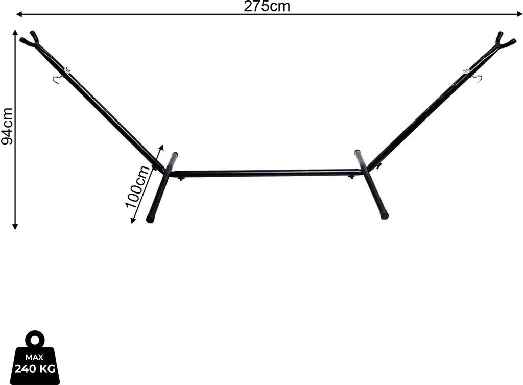 Structure Hamac en Acier Noir 275 cm Résistante aux Intempéries et Stable - 2