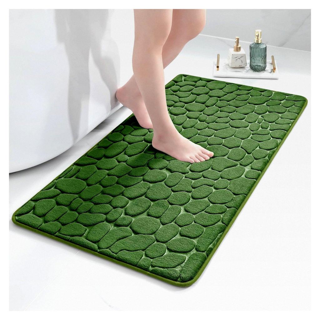 Badematte aus Memoryschaum, rutschfeste Duschmatte, saugfähiger Badezimmerteppich, 60x120 cm, Grün