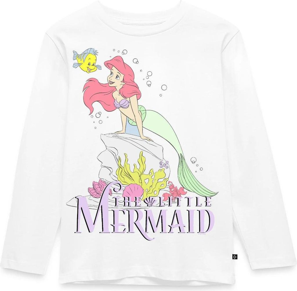 Arielle Die Kleine Meerjungfrau Auf Felsvorsprung Kinder Premium Langarmshirt, 98/104 (2 Jahre), Weiß