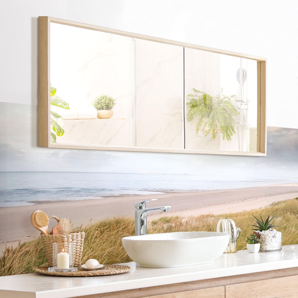 Wandverkleidung Bad Strand selbstklebend - 0.61 mm Wandpaneel matt wasserfest Düne beige Maritim Badrückwand fugenlos 190x55 cm