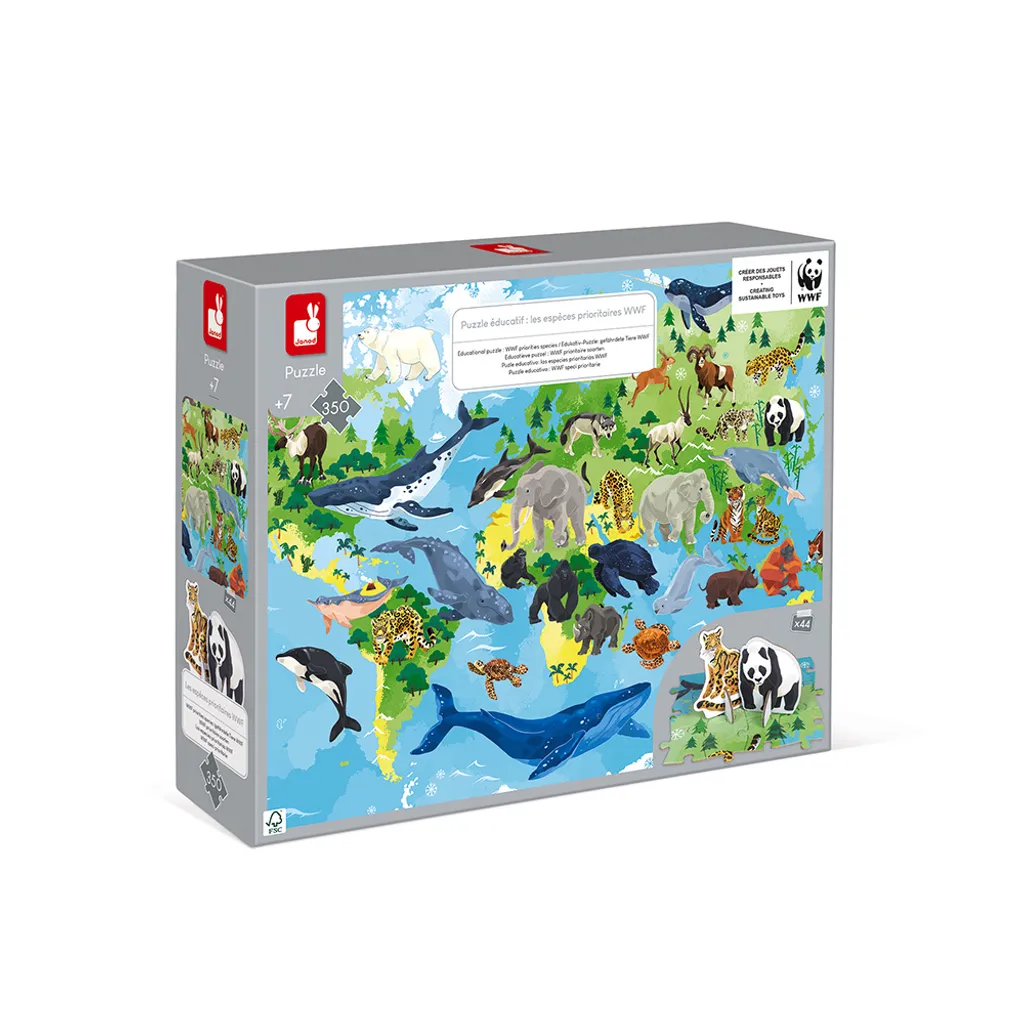 Puzzle éducatif Janod WWF Espèces menacées - Jeu en bois responsable - 2