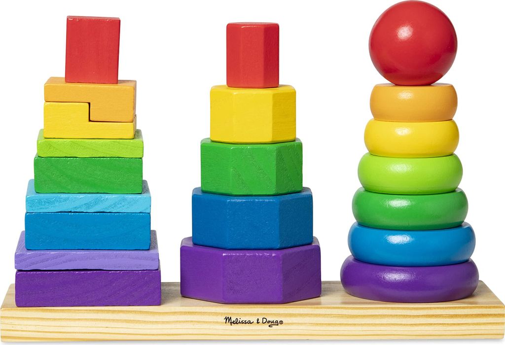 Melissa & Doug Geometrischer Stapler | Lernspielzeug | Holzspielzeug mit Formen | 2+ | Geschenk für Jungen oder Mädchen