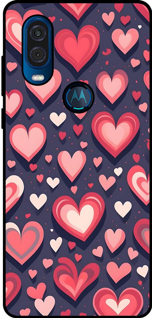 Smartphonica Telefon Fall geeignet für Motorola One Vision mit Herzen Impressum - TPU Backcover Fall mit Herz-Design