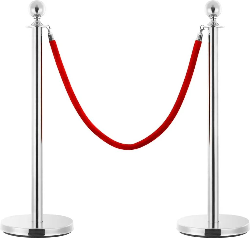 Poteau de délimitation VIP vidaXL en acier inoxydable argenté - 3 pièces