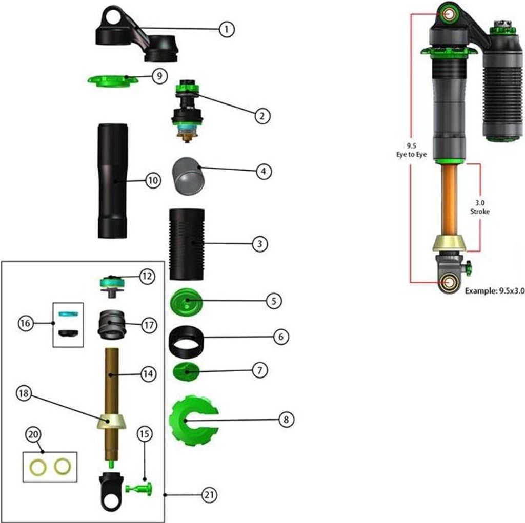 Dvo Jade 14 Mm Shaft Metric 55 Mm N14 Service-kit Silber Silber One Size