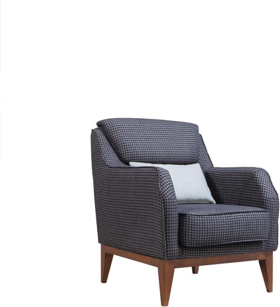 Grauer Polster Einsitzer Polsterstuhl Armlehnensessel Designer Stuhl