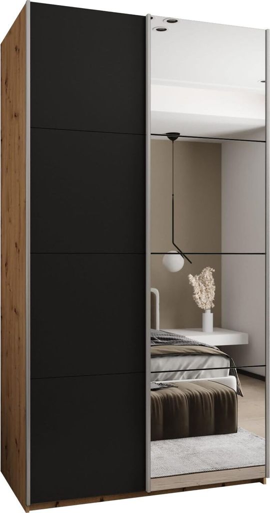 MEBLE KRYSPOL LUX 3 Schrank - 245,5x140x64cm - Artisan, Schwarz, Silber