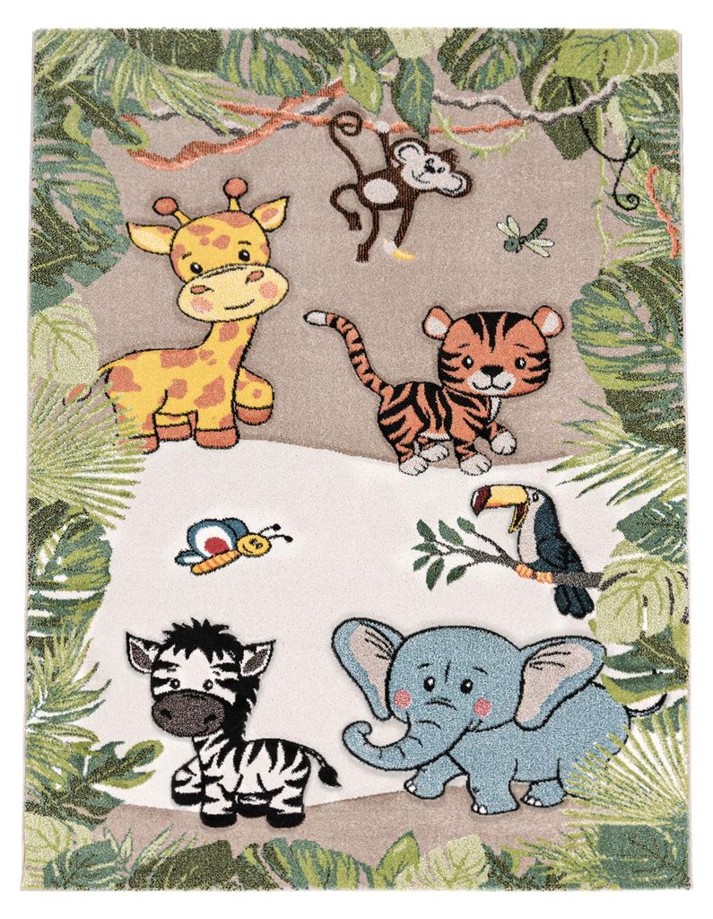 TT Home Kinderzimmer Teppich Dschungel Zoo Tiere Zebra Produktbild 