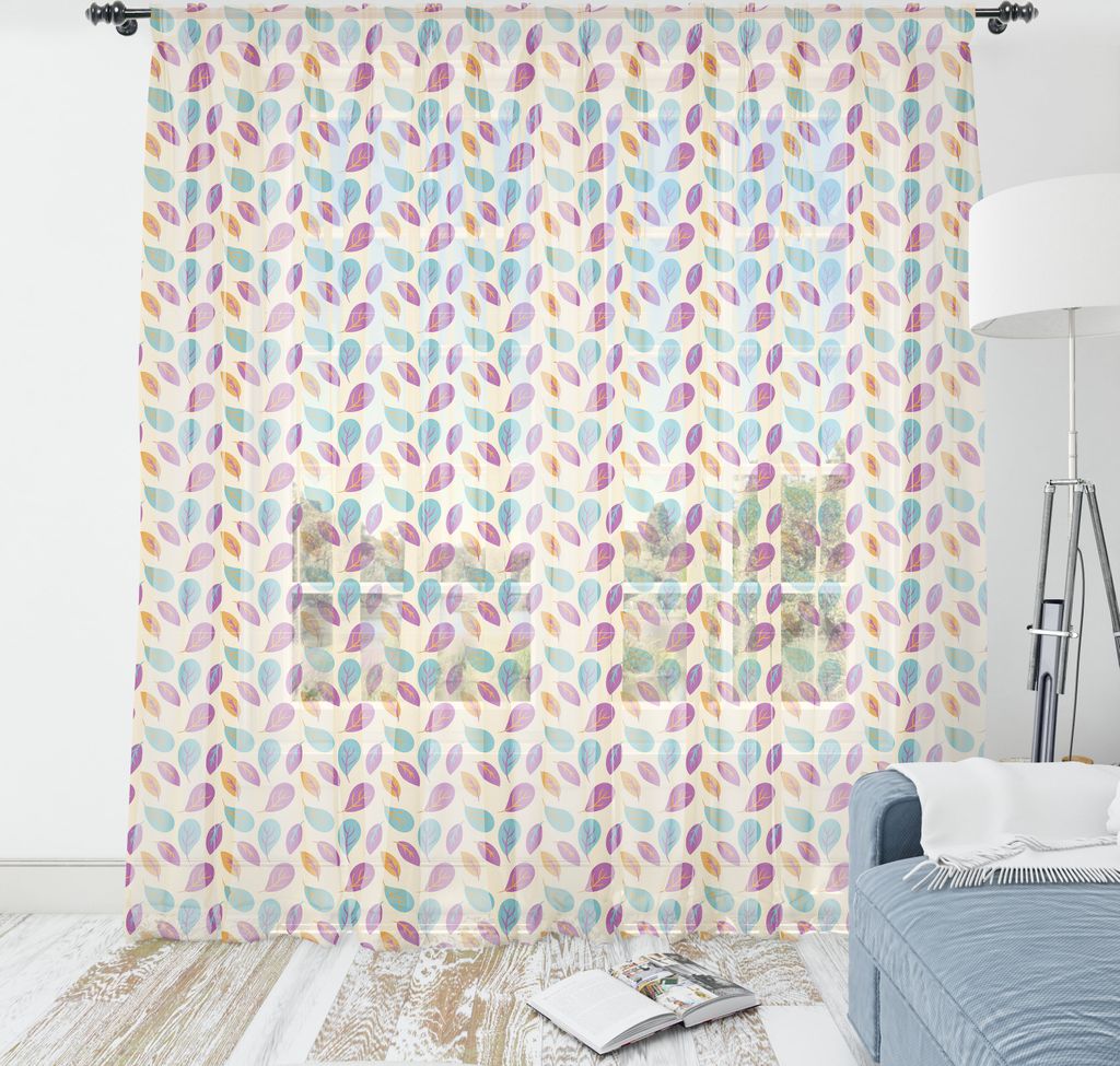 ABAKUHAUS Herbst Wandteppich, Vivid Warme Farben Runde Fall-Blätter Nette Artsy Illustration, Wohnzimmer Schlafzimmer seidiges Satin Wandtuch, 21...