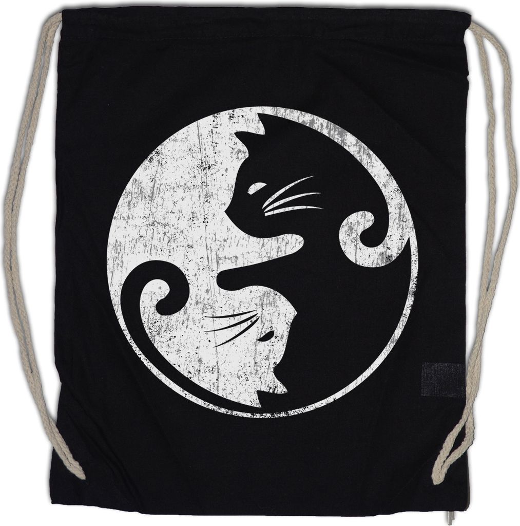 Urban Backwoods Cats Yin & Yang, Turnbeutel, Farbe: Schwarz
