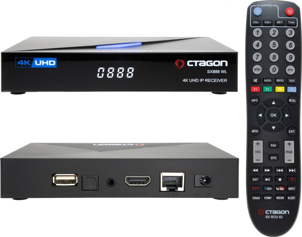 OCTAGON SX888 WL V2 4K UHD IP 5G Wi-Fi E2 Linux Smart TV Immagine del prodotto 