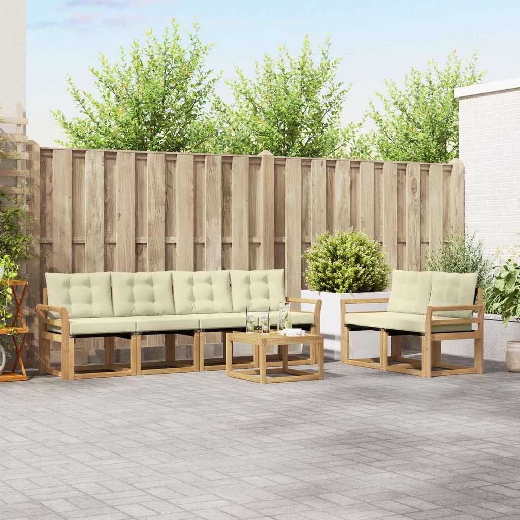 Möbel Outdoor-Sofagarnitur mit Kissen 7 pcs Weiß und CremeGartensofas - Gartensofas c3583