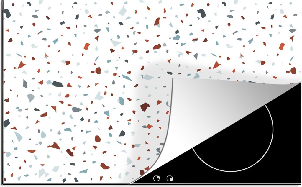 KitchenYeah Herdabdeckplatte Terrazzo - Abstrakt - Muster , 81x52cm, Küche Deko, Glaskeramikfeld Herdabdeckung, Abdeckplatte fùr Kochfeld