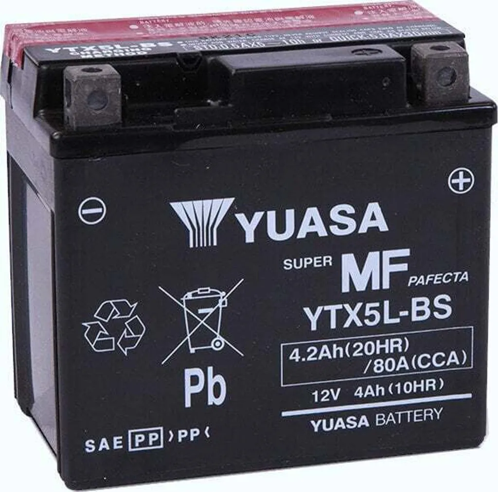 Batterie Yuasa YTX5L-BS 12V 4Ah Etanche avec Acide pour Moto et Scooter