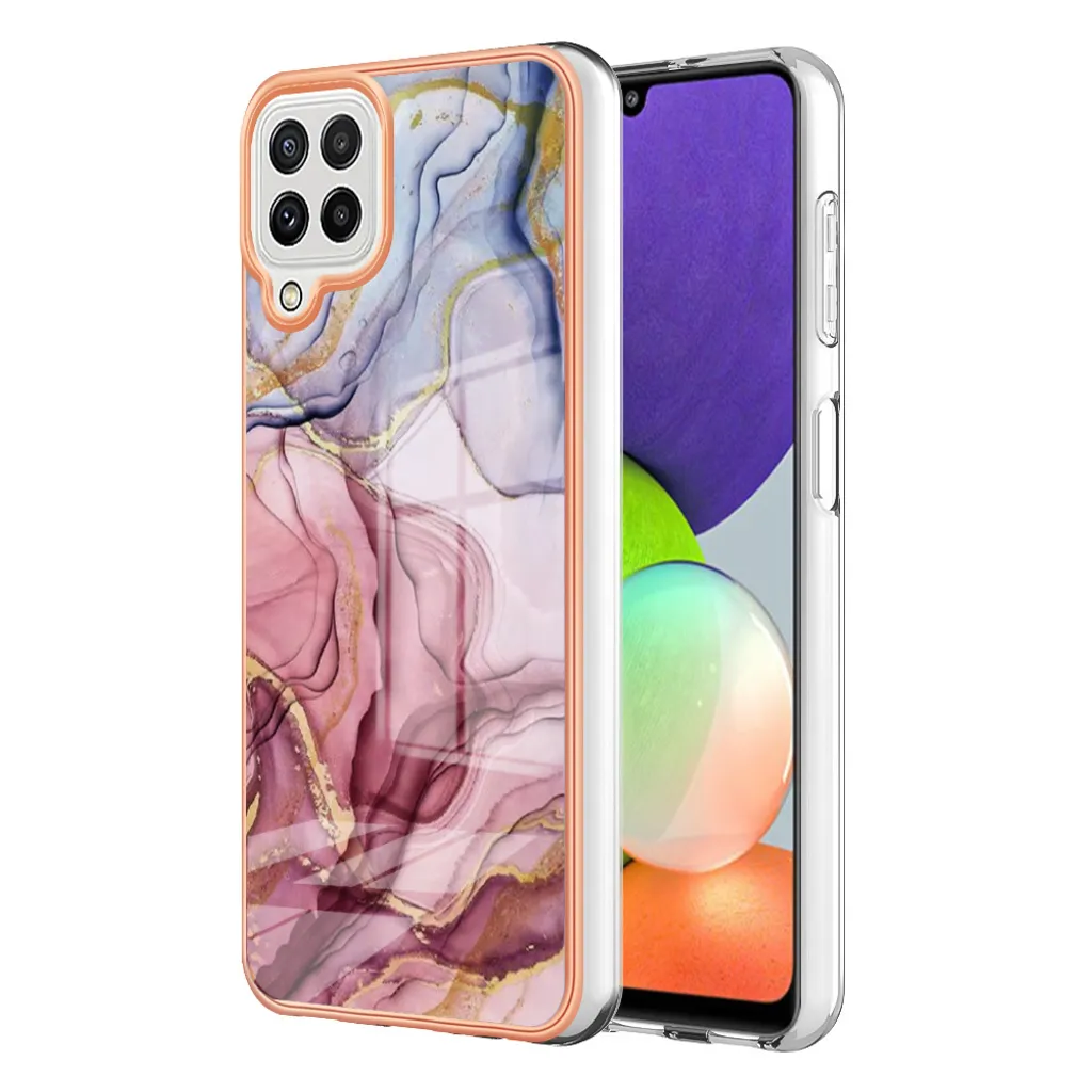 Custodia per Samsung Galaxy A22 4G, custodia in silicone TPU a fantasia, paraurti antiurto oro rosa