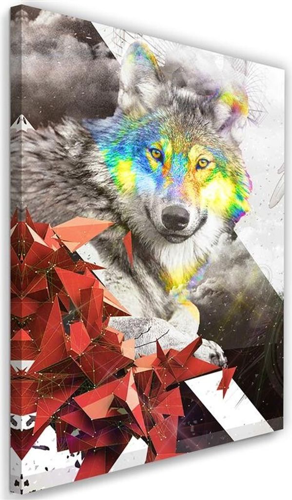 Leinwandbild abstrakte wölfe und formen 80x120 cm Feeby farbe wandbild bereit zum aufhängen