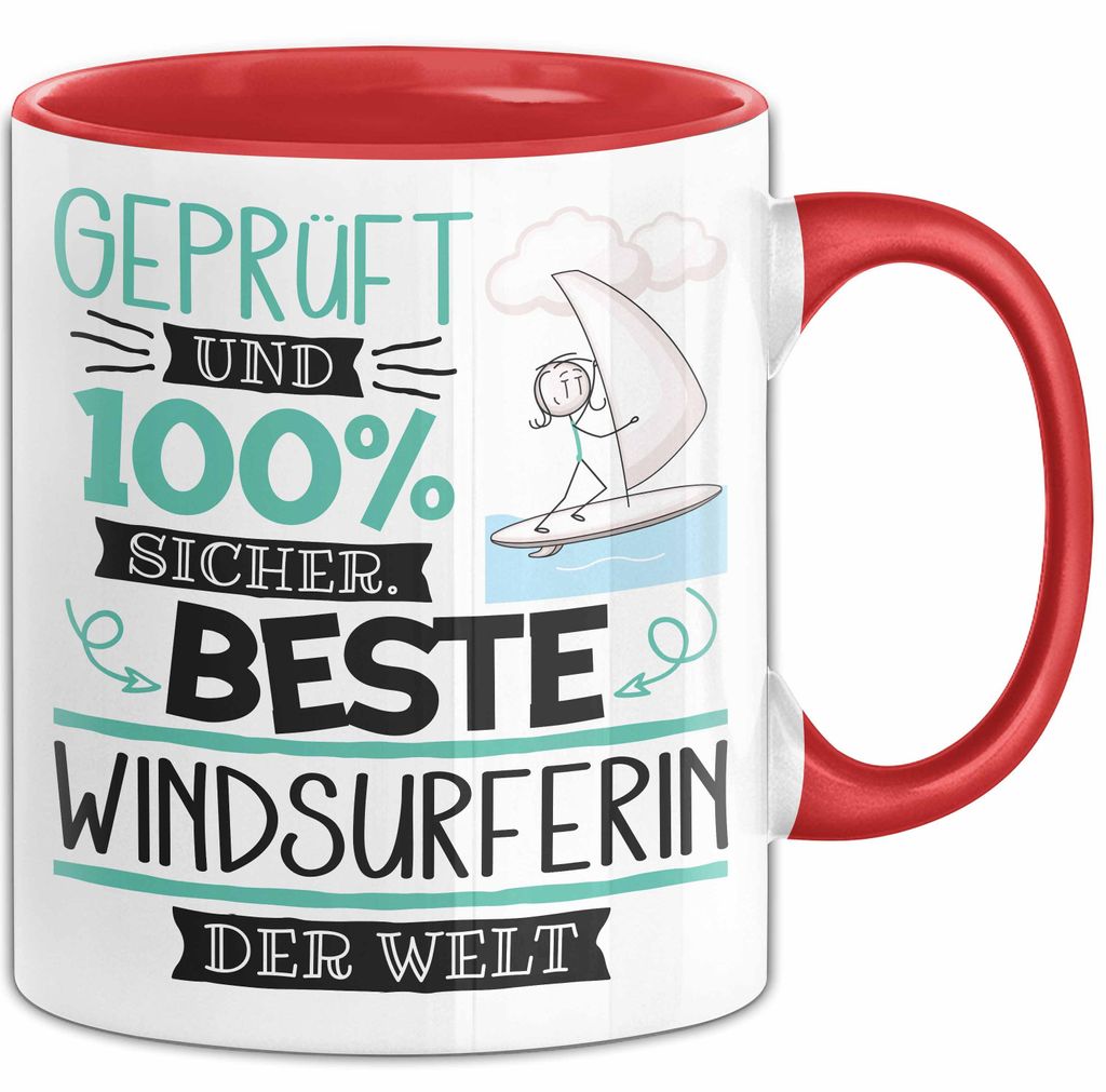 Beste Windsurferin Der Welt Tasse Geschenk für Eine Windsurferin Und Sicher Geschenkidee Geburtstag Weihnachten (Rot)