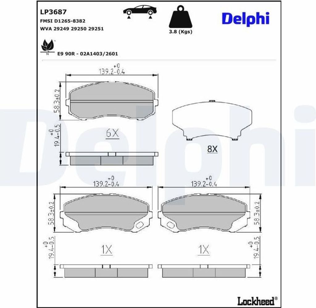 DELPHI Bremsbeläge Satz Bremsklötze LP3687