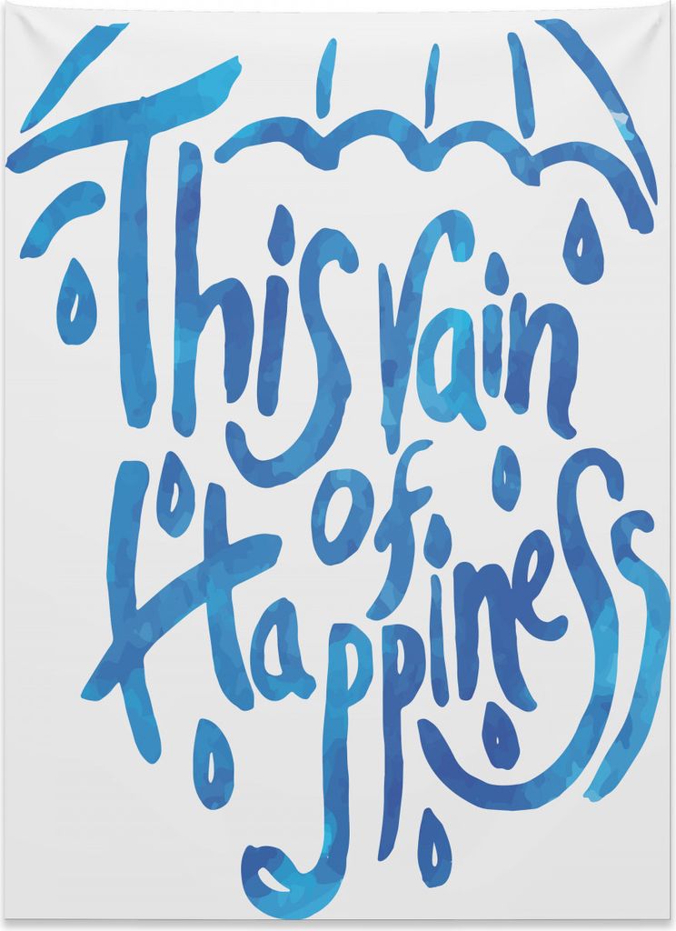 Abakuhaus Zitate Wandteppich, Dieser Regen des Glücks aus Weiches Mikrofaser Stoff Kein Verblassen Klare Farben Waschbar, 110 x 150 cm, Blau