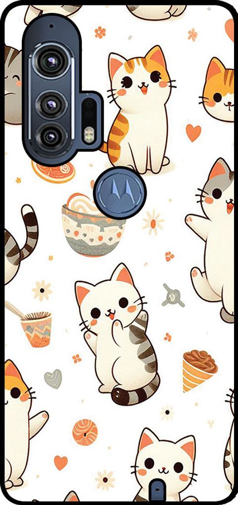 Smartphonica Handytasche Passend für Motorola Edge Plus mit Katzenaufdruck - TPU Rückendeckung Fall Katze Design